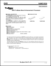 NJM2192AL datasheet: SRS trubass bass enhancement processor NJM2192AL