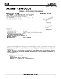 NJM2193M datasheet: SRS audio processor NJM2193M