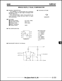 NJM2407R datasheet: Single-suplly dual comparator NJM2407R