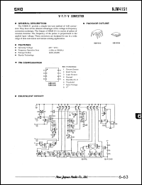 NJM4151M datasheet: V-F/F-V converter NJM4151M