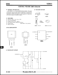 NJM431U datasheet: Adjustable precision shunt regulator NJM431U