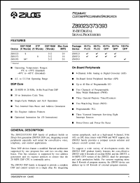 Z893731YFSC datasheet: 16 MHz, 16-bit Digital Signal Processor Z893731YFSC