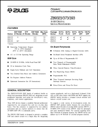 Z893232YFEC datasheet: 20 MHz, 16-bit Digital Signal Processor Z893232YFEC