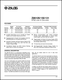 Z86L2908PSC datasheet: 6K infrared remote controller. 8 MHz, 6 (KB) ROM, 125 (bytes) RAM, 2.0 V to 3.6 V Z86L2908PSC