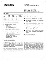 Z86L88 datasheet: Infrared remote controller. 8.0 MHz, 16 (KB) ROM, 237 (bytes) RAM, I/O 24,  2.0 V to 3.9 V Z86L88