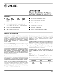 Z89328 datasheet: Digital television controller in-circuit emulator (ICE) device. Speed 12 MHz, 4.5 to 5.5 Volt operating range. Z89328