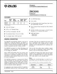 Z86C6016PSC datasheet: CMOS Z8 microcontroller. ROM 16 KB, RAM 256 bytes, speed 16 MHz, 22 lines I/O, 3.0V to 5.5V Z86C6016PSC