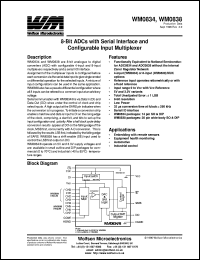 WM0834LCN datasheet: 8-bit ADC with serial interface and configurable input multiplexer. 3.3V WM0834LCN