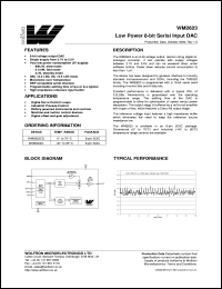 WM2623CD datasheet: Low power 8-bit serial input DAC, single supply 2.7V to 5.5V WM2623CD