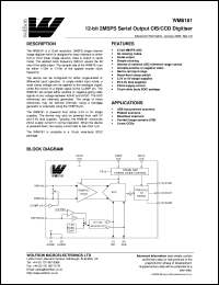 XWM8181CDW datasheet: 12-bit 2MSPS serial output CIS/CCD digitiser XWM8181CDW