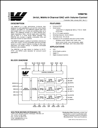 WM8736EDS datasheet: 24-bit, 96kHz 6-channel DAC with volume control WM8736EDS