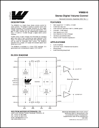 XWM8816EDW datasheet: Stereo digital volume control XWM8816EDW