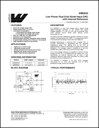 WM2626CD datasheet: Low power dual 8-bit serial input DAC with internal reference WM2626CD