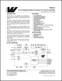 XWM8170CFT/V datasheet: 3.3V integrated signal processor for area array CCDs XWM8170CFT/V