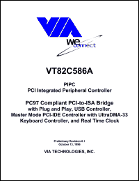 VT82C586A datasheet: PCI integrated peripheral controller VT82C586A