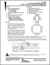 TLV5618ACDR datasheet:  12-BIT, 2.5 US DUAL DAC, SERIAL OUT, PGRMABLE SETTLING TIME, Q TEMP AVAILABLE TLV5618ACDR