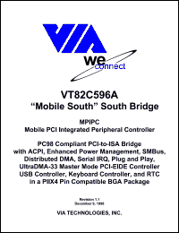 VT82C596 datasheet: Mobile PCI integrated peripheral controller VT82C596
