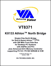 VT8371 datasheet: KX133 AMD Athlon north bridge VT8371