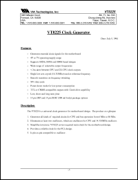 VT8225 datasheet: Clock generator. 4V to 7V operating supply range VT8225