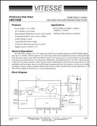 VSC7939W datasheet: SONET/SDH 3.125Gb/s laser diode with automatic power control VSC7939W