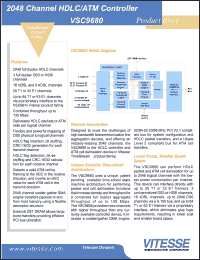 VSC9680 datasheet: 2048 channel HDLC/ATM controller. 3.3V CMOS with 5V tolerant I/O VSC9680