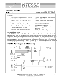 VSC7139TW datasheet: Quad transceiver for fibre channel and Gigabit ethernet. 3.3V power supply, 2.67 W max power dissipation VSC7139TW