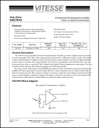 VSC7810WB datasheet: Photodetector/transimpedance amplifier for optical communication. 5V supply VSC7810WB