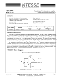 VSC7810WC datasheet: Photodetector/transimpedance amplifier for optical communication. 5V supply VSC7810WC