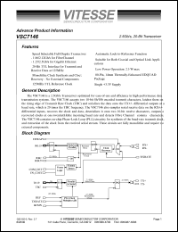 VSC7146RH datasheet: 2.5Gb/s, 20-bit transceiver. 3.3V VSC7146RH