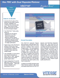 VSC7147 datasheet: Hex PBC with dual repeater/retimer. 2.5V power supply VSC7147