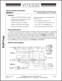 VSC6511RC datasheet: SMPTE-292M serializer, deserializer, and deserializer/reclocker at 1.485 Gb/s VSC6511RC