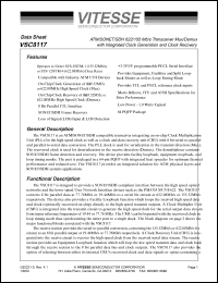 VSC8117QP datasheet: ATM/SONET/SDH 622/155 Mb/s transceiver Mux/Demux with integrated clock generation and clock recovery VSC8117QP