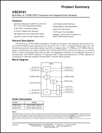 VSC8141TW datasheet: Multi-rate 16:1 SONET/SDH transceiver with integrated clock generator VSC8141TW