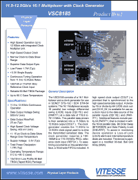 VSC8185 datasheet: 11.5-12.5 Gb/s 16:1 multiplexer with clock generator VSC8185