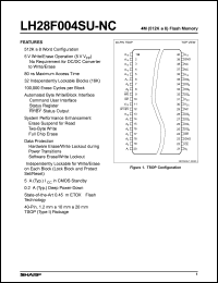 LH28F004SUT-NC80 datasheet: 4M (512K x 8) flash memory LH28F004SUT-NC80