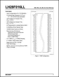 LH28F016LLT-12 datasheet: LH28F016LLT-12 16M (1M x 16,2M x 8) Flash Memory  56pin TSOP LH28F016LLT-12