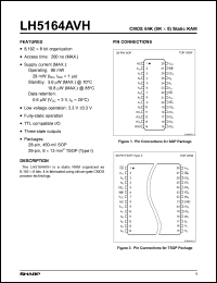 LH5164AVHT datasheet: CMOS 64K (8K x 8)static RAM LH5164AVHT