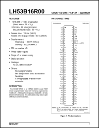 LH53B16R00N datasheet: CMOS 16M(1M X 16/512K X 32) Mask-Programmable ROM LH53B16R00N