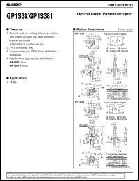 GP1S38 datasheet: Optical guide photointerrupter GP1S38