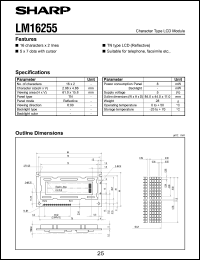 LM16255 datasheet: Character type LCD module LM16255