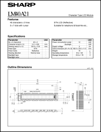 LM40A21 datasheet: Character type LCD module LM40A21