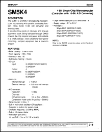 SM5K4 datasheet: 4-bit single-chip microcomputer(controller with 10-bit A/D converter) SM5K4