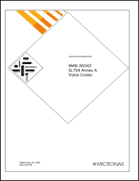 MAS3504D datasheet: G.729 annex A voice codec MAS3504D