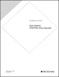 SDA5650 datasheet: VPS/PDC- plus decoder SDA5650