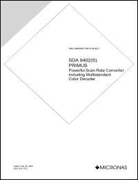 SDA9402S datasheet: Powerful scan rate converter including multistandart color decoder SDA9402S