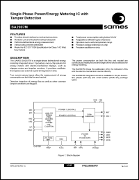 SA2007MPA datasheet: Single phase power/energy metering IC with tamper detection SA2007MPA