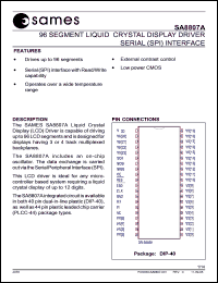 SA8807AFA datasheet: 96 segment liquid crystal display driver serial (SPI) interface SA8807AFA