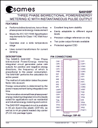 SA9105FFA datasheet: Three phase bidirectional power/energy metering IC with pulse output SA9105FFA