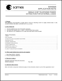 SAN3020 datasheet: Single chip telephone power extraction for external loads SAN3020