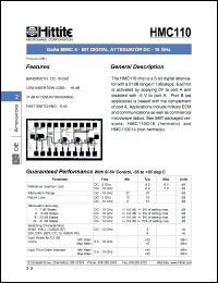 HMC110 datasheet: 5- bit digital attenuator DC- 10 GHz HMC110